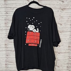 Mens Peanuts Black Graphic Tee